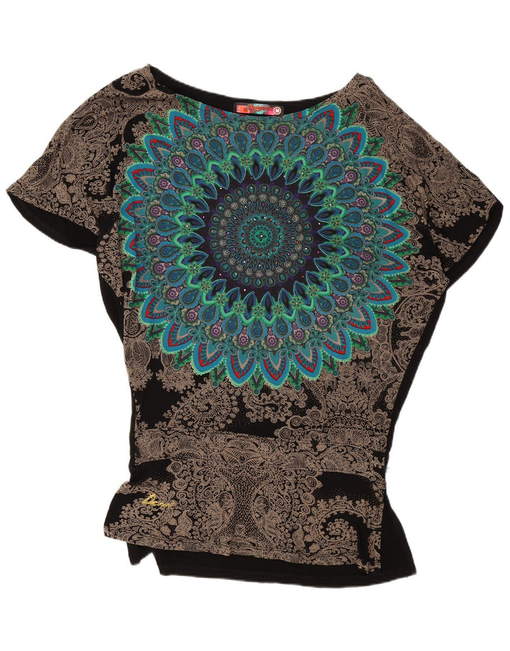 Bluză cu grafică supradimensionată pentru femei Desigual UK 14 Medium Black Paisley