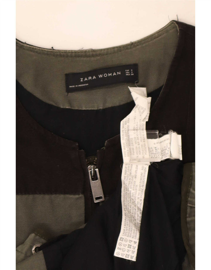 Jachetă Utilitară pentru Femei Zara UK 10 Mic Kaki Colorblock Viscoză