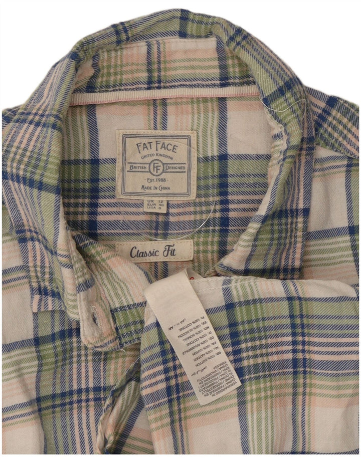Cămașă de flanel pentru femei Fat Face, cu croială clasică, UK 12 Medium, multicoloră