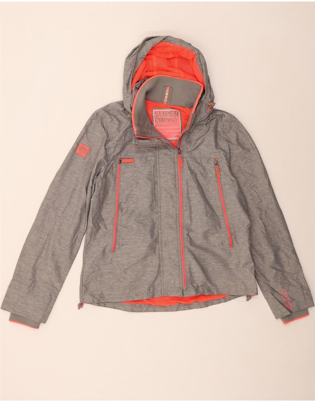 Jachetă de ploaie cu glugă Superdry pentru femei UK 18 XL nailon gri