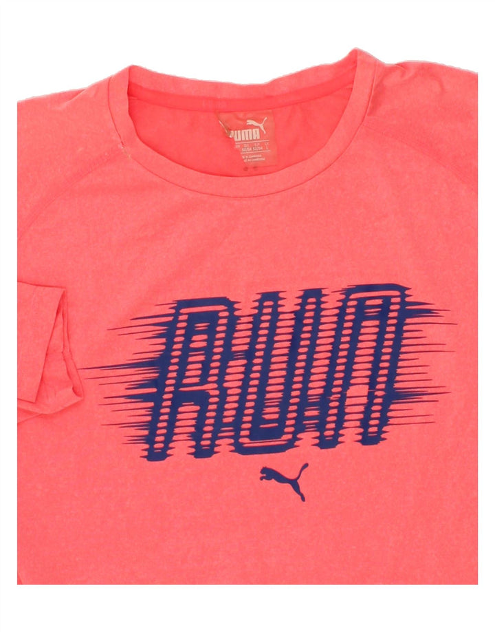 PUMA Mens Graphic T-Shirt Top Large Pink Vintage Puma and Second-Hand Puma from Messina Hembry 