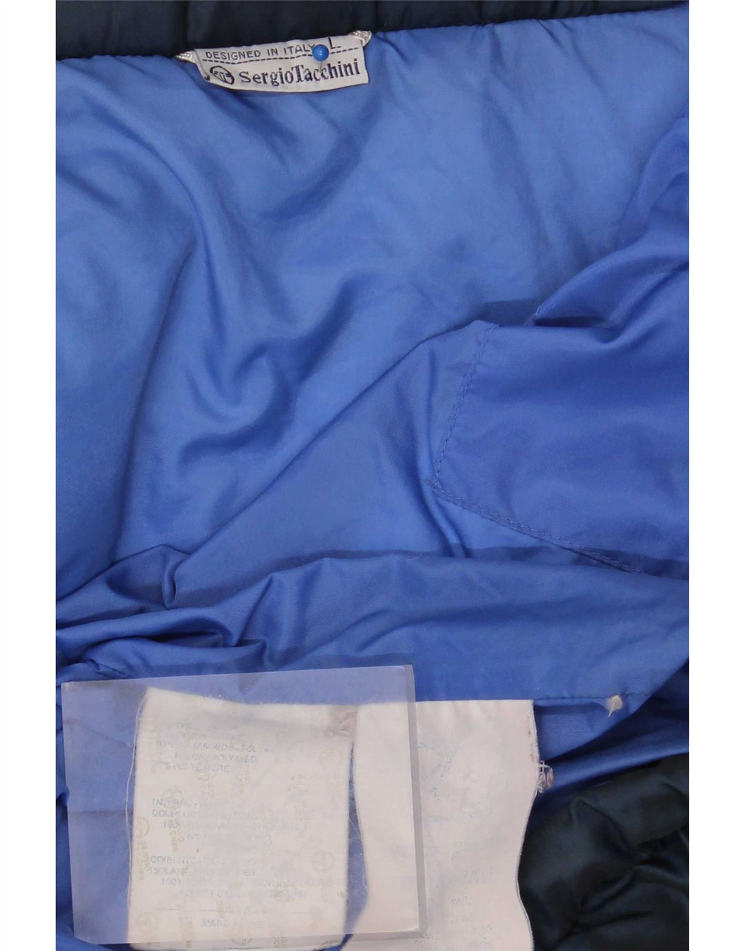 Jachetă căptușită cu glugă pentru bărbați Sergio Tacchini UK 40 Poliamidă mare, albastru bleumarin