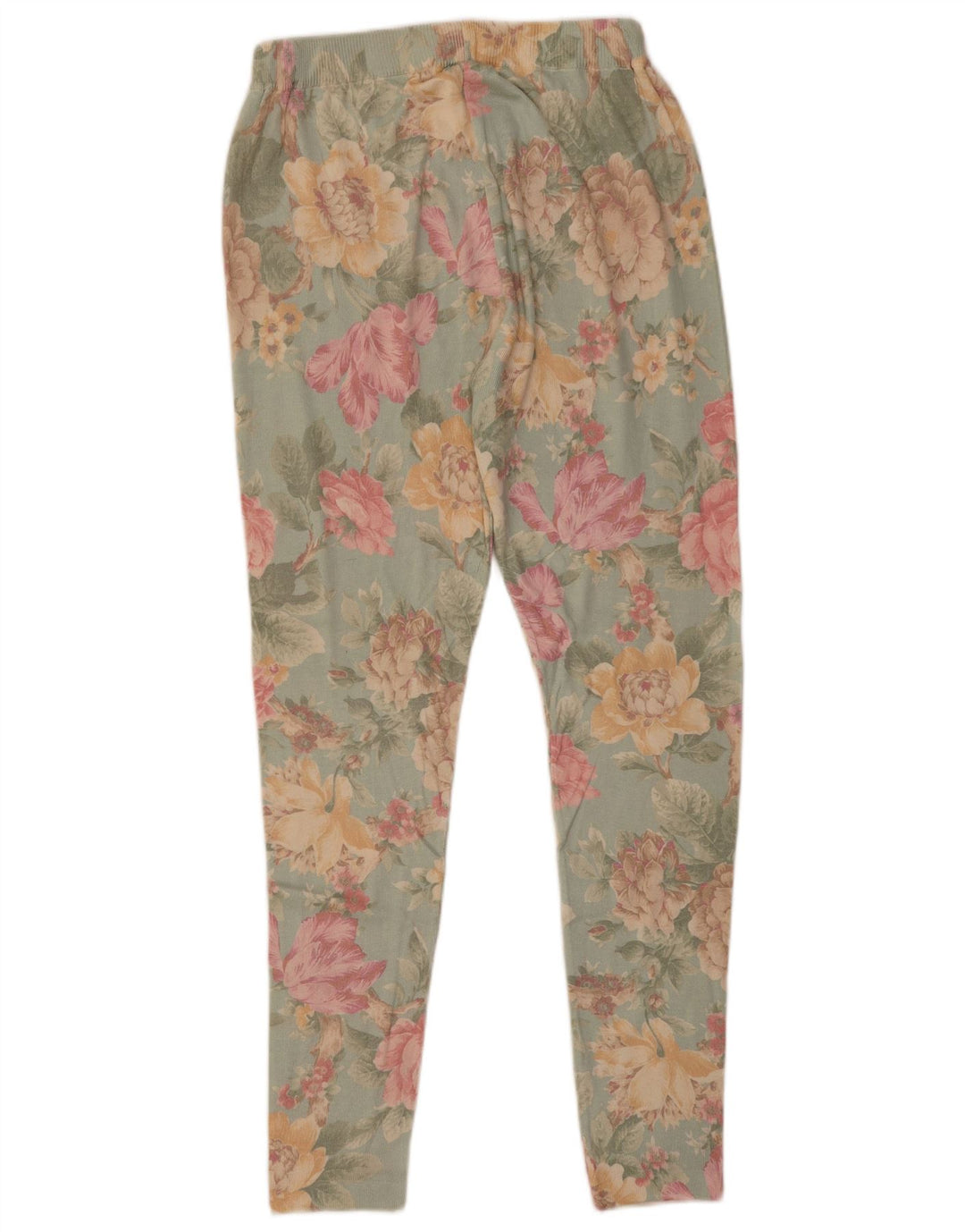 Leggings vintage pentru femei UK 12 Medium Blue Floral Viscose