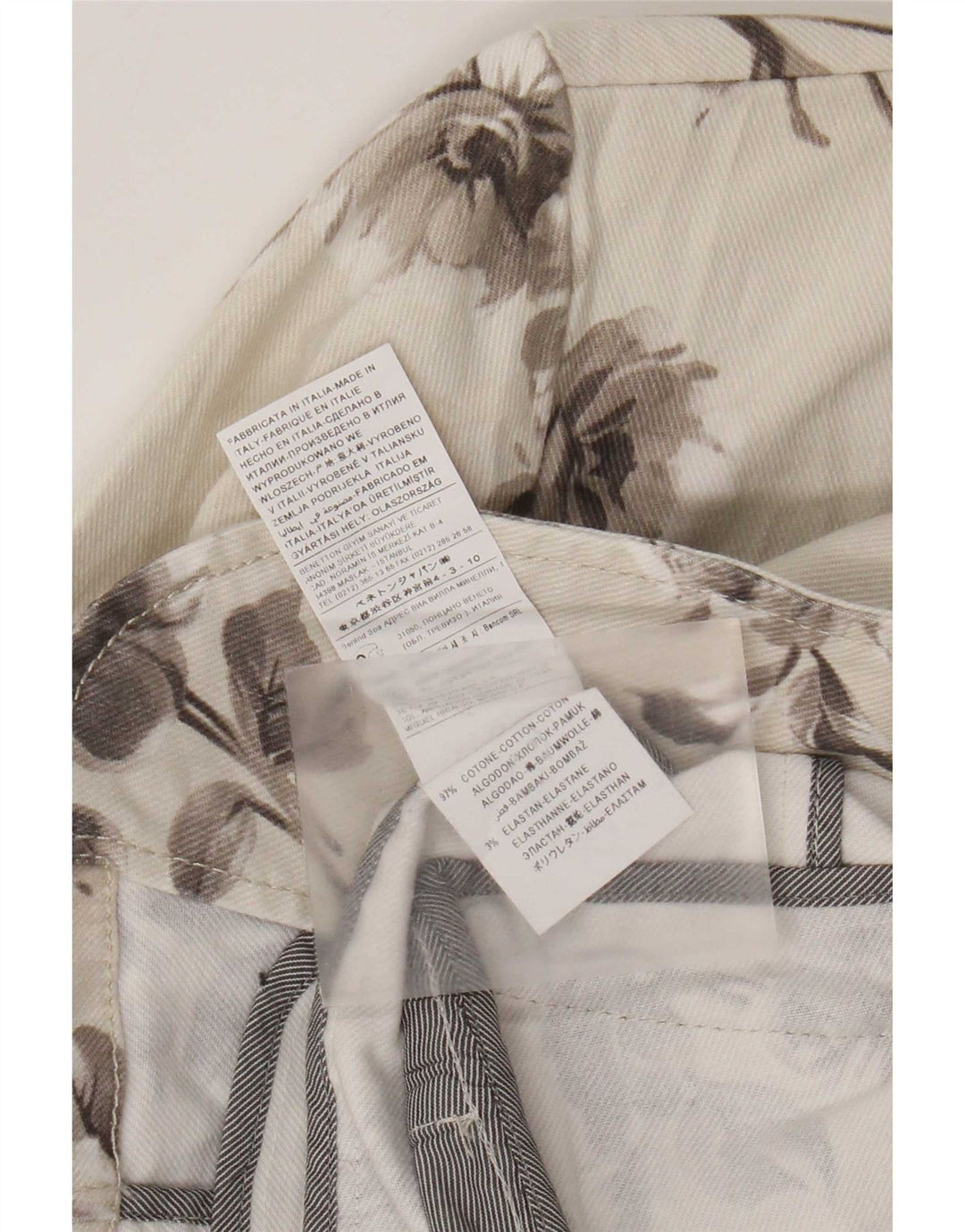 Jachetă Sisley de denim cu 2 nasturi pentru femei UK 10, mic, alb, floral