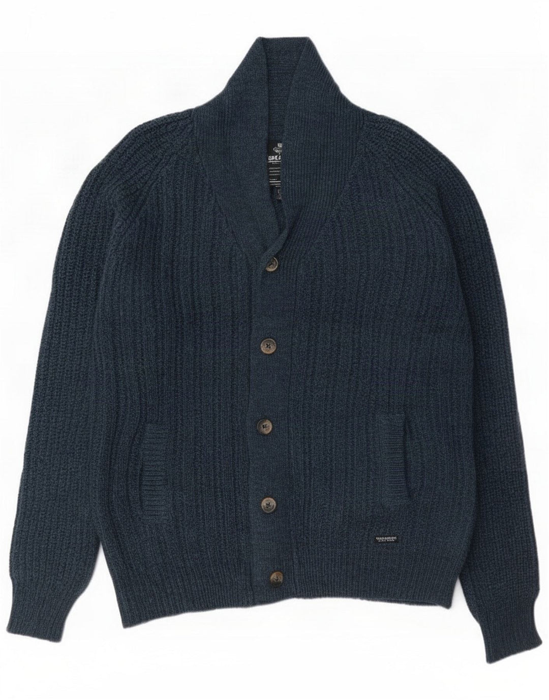 Threadbare Pulover cardigan pentru bărbați, mare, bleumarin, acrilic