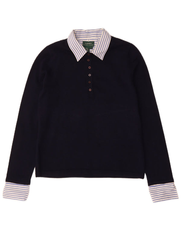 Tricou polo Rugby cu mânecă lungă pentru femei Ralph Lauren UK 16 Mare bleumarin