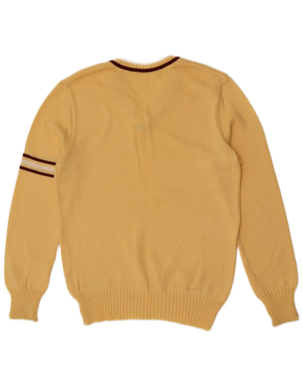 Pulover vintage pentru bărbați cu decolteu în V XS galben Colorblock
