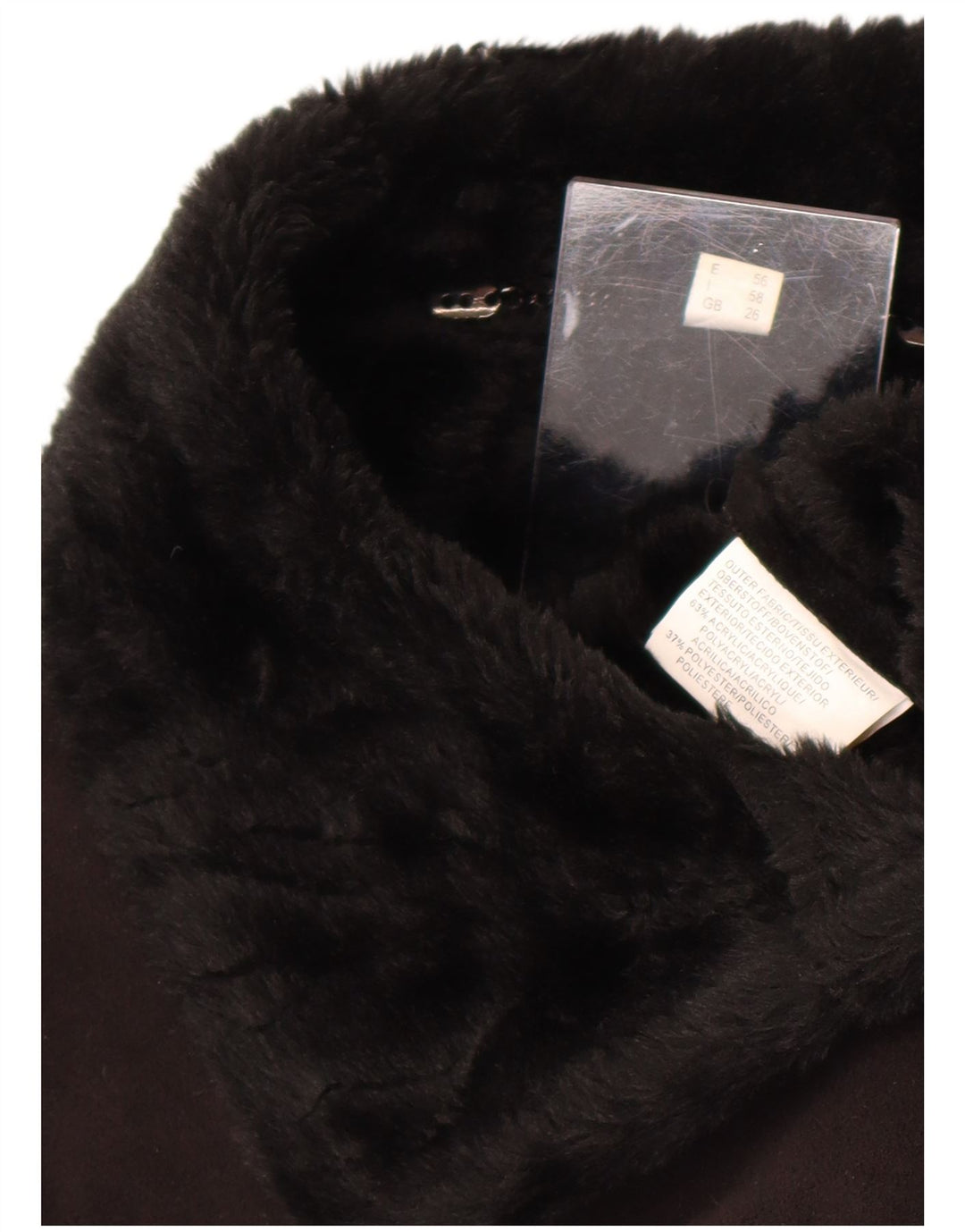 Jachetă Sherpa Vintage pentru femei UK 26 5XL Negru Acrilic