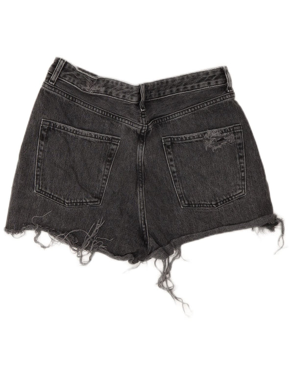 Pantaloni fierbinți Topshop pentru femei Mom Denim Distressed UK 10 Small W28 Gri