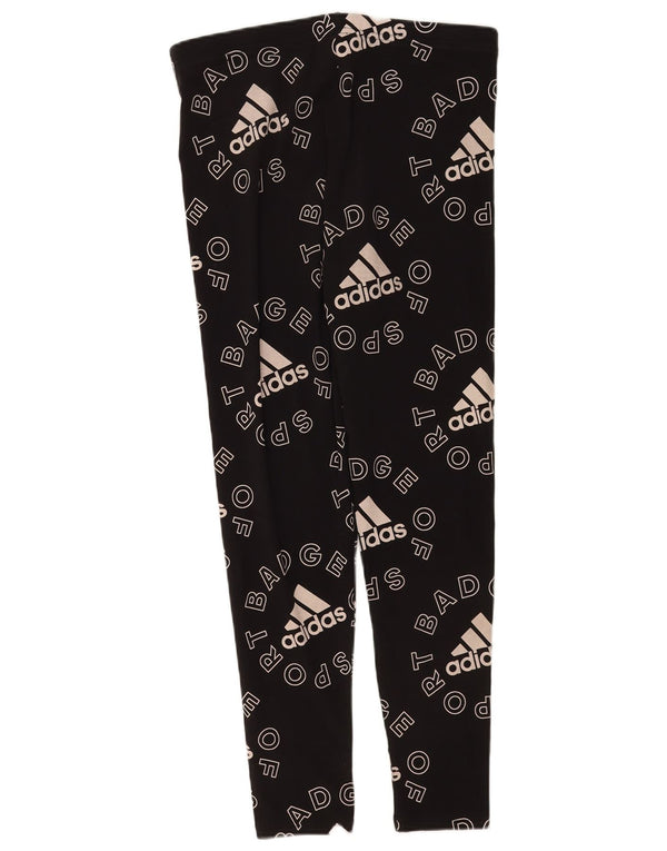 Leggings cu grafic pentru femei Adidas UK 16/18, mare, negru, bumbac