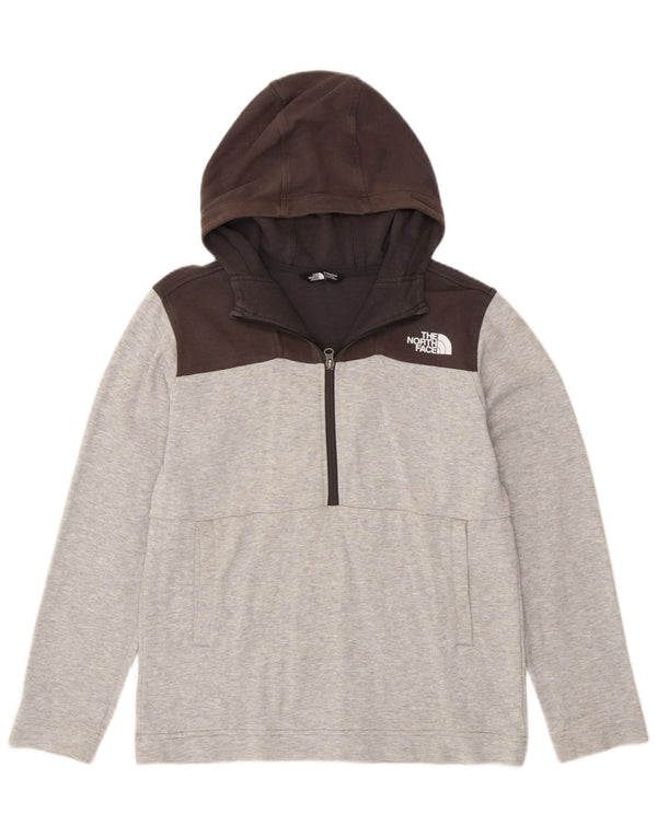 Jumper The North Face pentru băieți, cu fermoar și gât, 14-15 ani, XL, gri, bloc de culoare