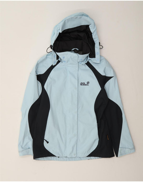 Jack Wolfskin Jachetă de ploaie cu glugă pentru femei UK 10 Small Blue Colorblock