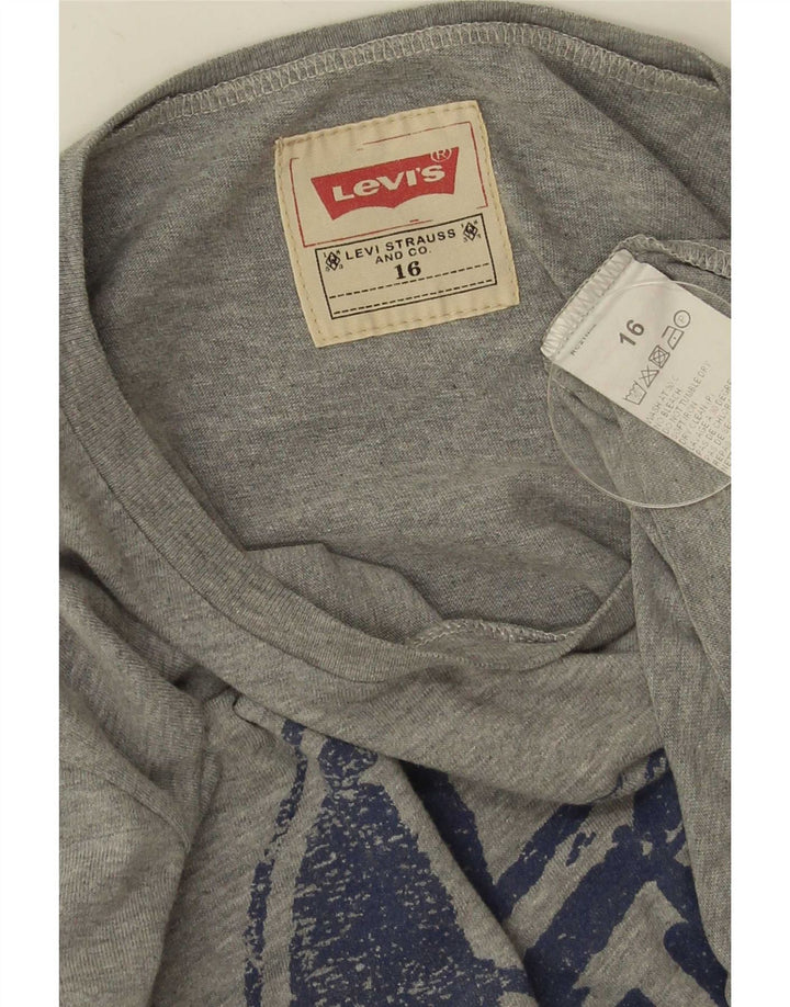 Bluză cu mânecă lungă Levi's pentru băieți, gri bumbac, 15-16 ani