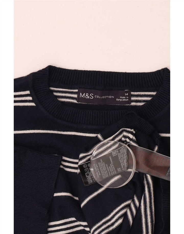 Pulover pentru femei Marks & Spencer cu decolteu triplu UK 14 Medium Bleumarin