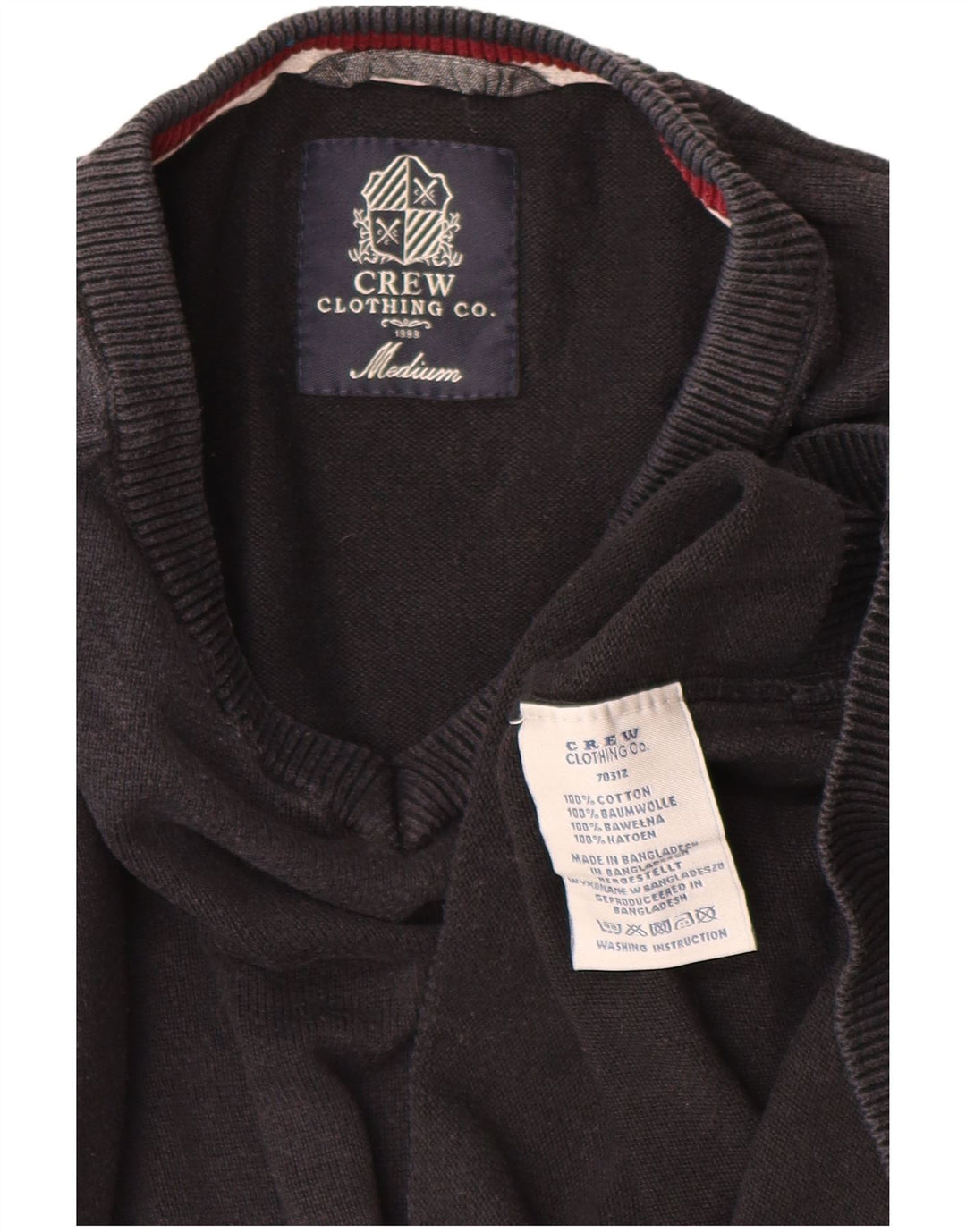 CREW CLOTHING Pulover cu decolteu în V pentru bărbați, bumbac mediu negru