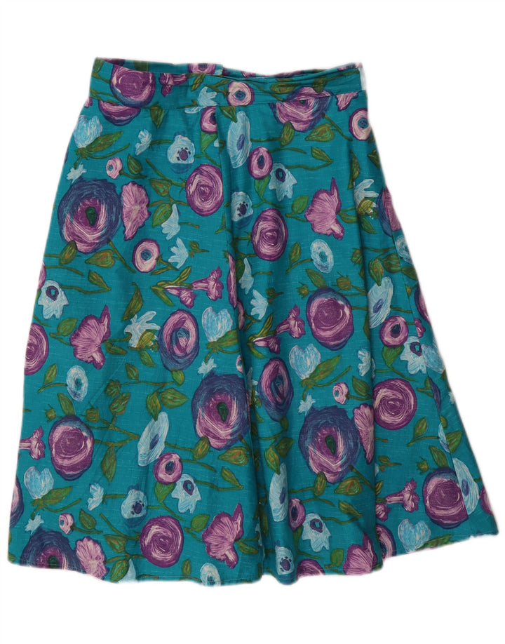Fusta A-Line pentru femei VINTAGE W28 Medium Blue Floral