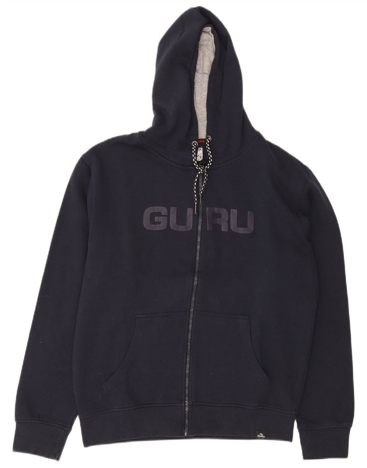 Pulover cu glugă cu fermoar grafic Guru pentru bărbați, XL, poliester bleumarin