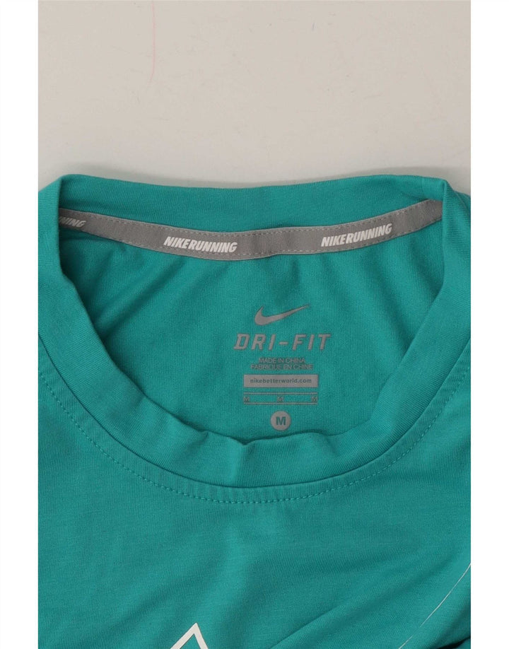 Top cu vestă grafică Nike Dri Fit pentru femei UK 14 Medium Turcoaz Colorblock