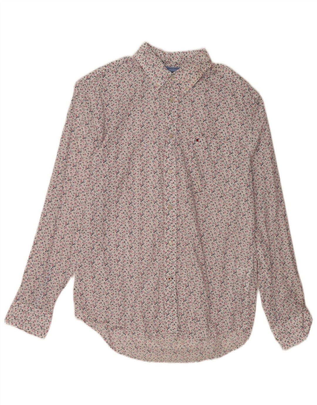 Cămașă pentru bărbați Tommy Hilfiger, mare, albă, cu flori din bumbac