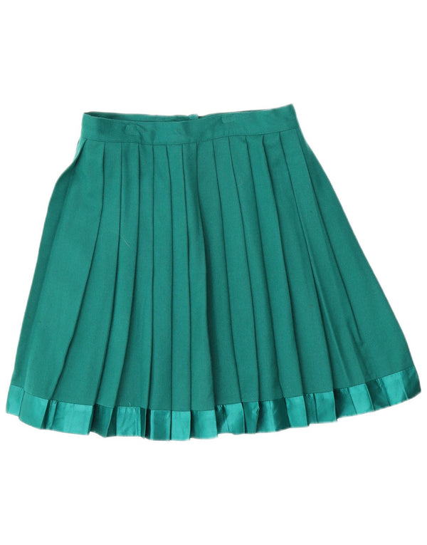 Fusta plisată cu cuțit cu talie înaltă pentru femei vintage IT 46 Large W28 Lână verde