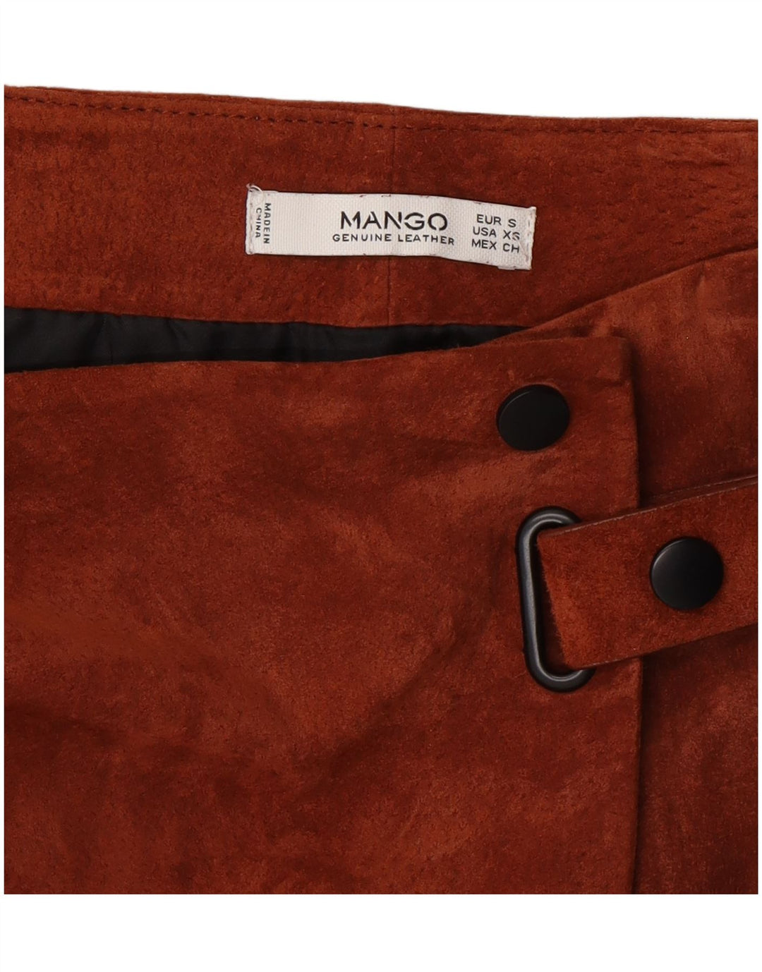Fusta Wrap Femei din piele intoarsa Mango Mica W26 Maro