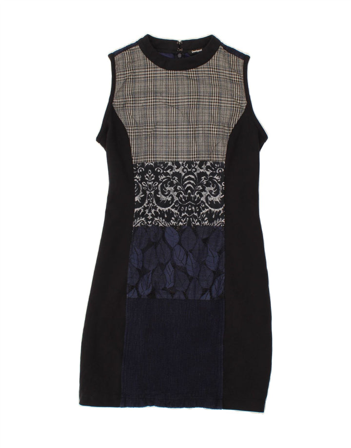 DESIGUAL Womens Sleeveless Sheath Dress EU 38 Medium Black Patchwork Vintage Desigual and Second-Hand Desigual from Messina Hembry 