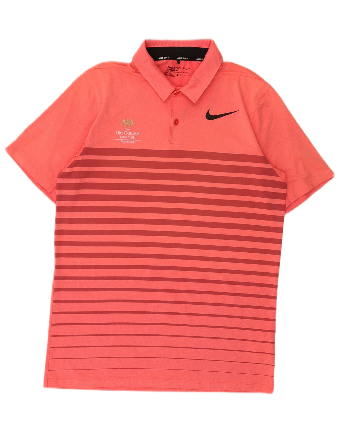 Tricou Polo pentru Bărbați Nike Dri Fit, Croială Standard, Mărime Mică, Roz cu Dungi, Poliester