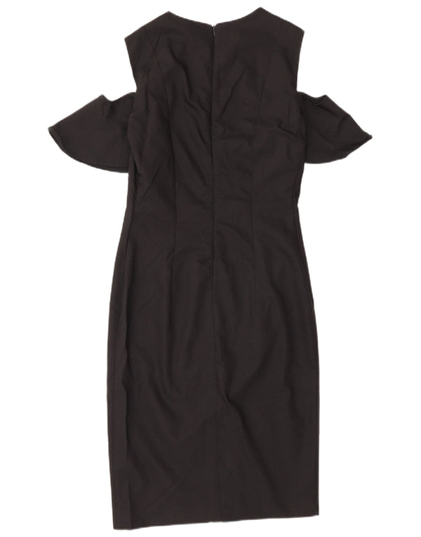 Zara Womens Off Shoulder Sheath Dress UK 12 Medium Black Cotton