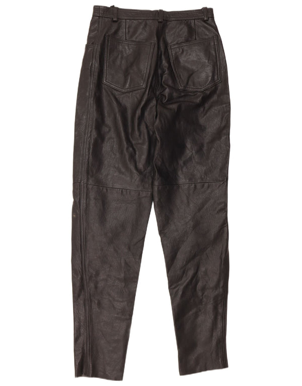 Pantaloni VINTAGE pentru femei cu talie înaltă IT 46 Large W28 L32 Piele neagră