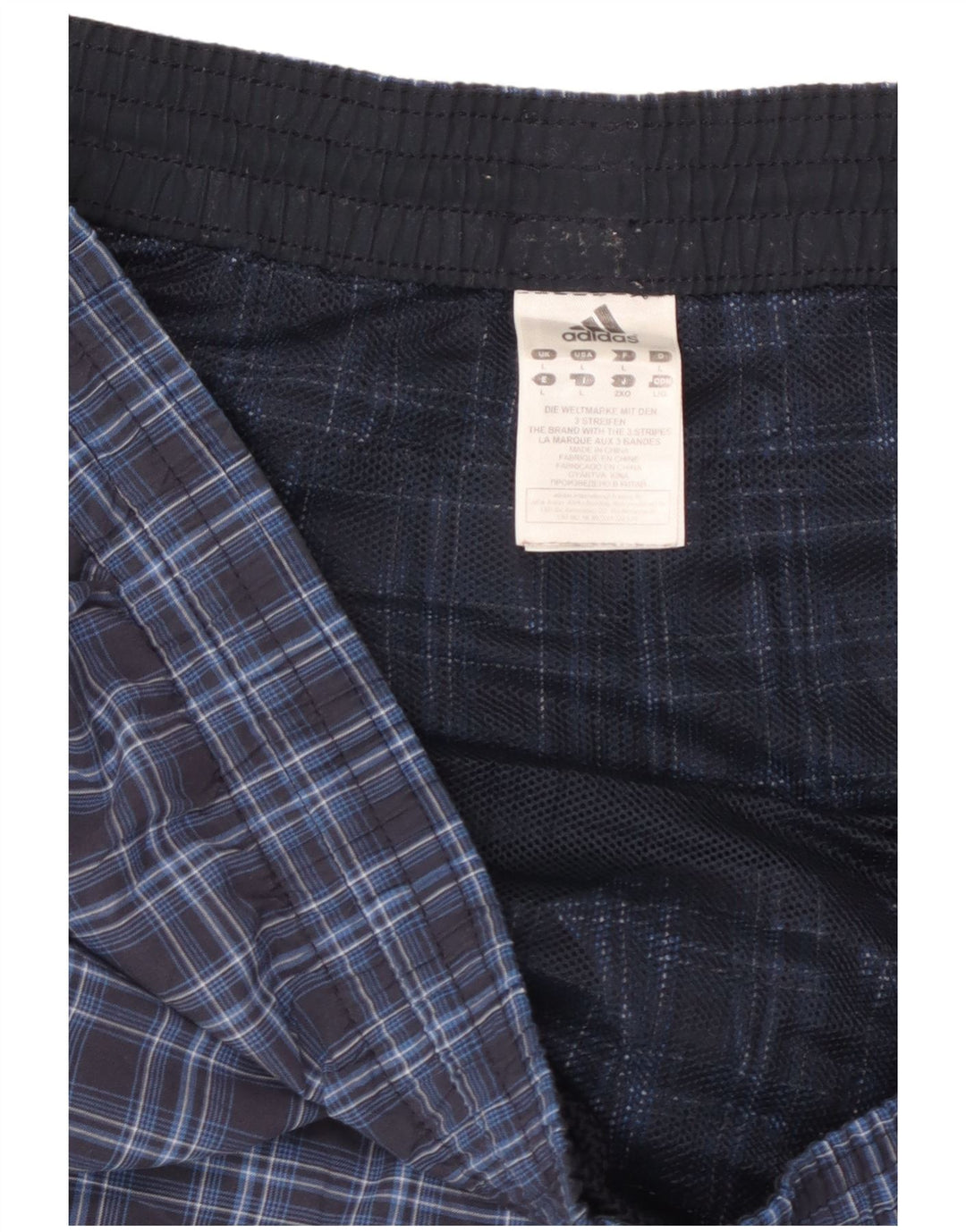 Pantaloni scurți de înot Adidas pentru bărbați, poliester cu carouri mari, albastre