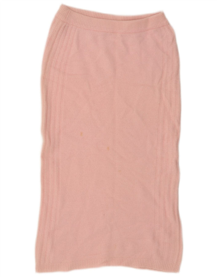Fusta midi tricot vintage pentru femei EU 38 Medium W34 Roz Lambswool