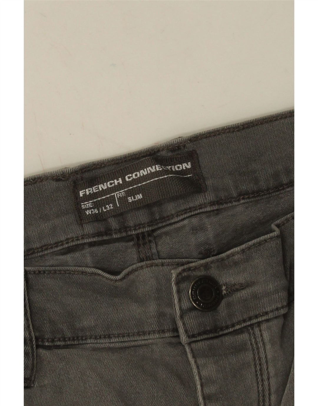 Blugi slim pentru bărbați French Connection W36 L32 bumbac gri