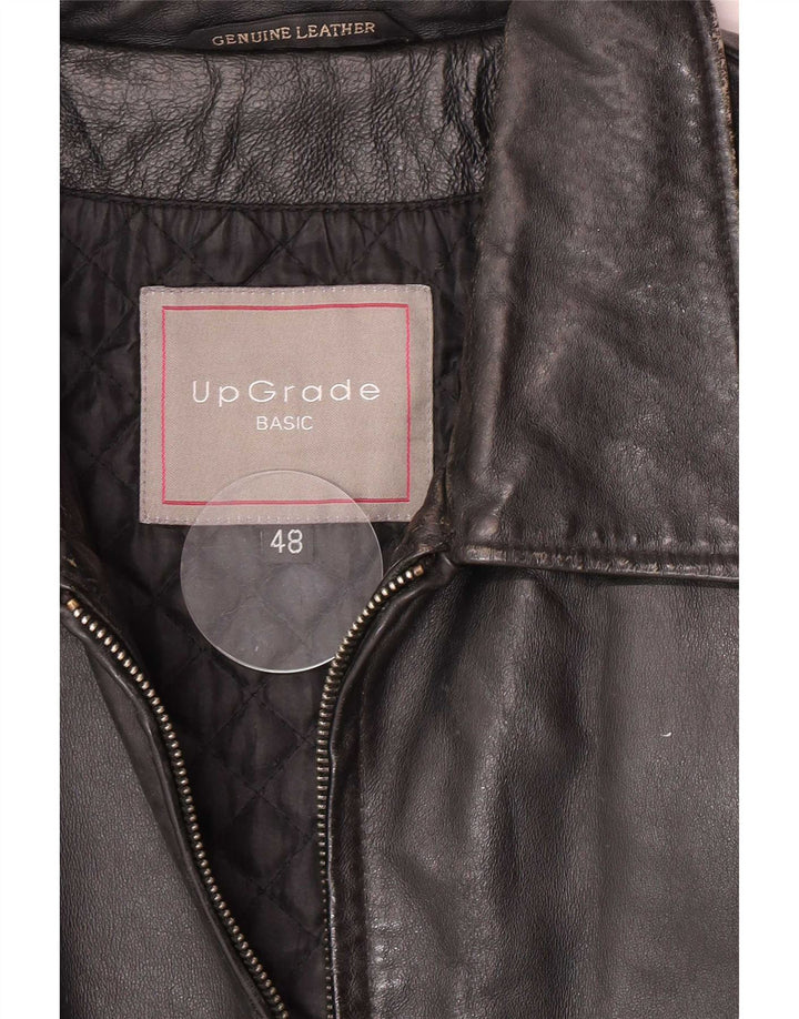 Jachetă de piele vintage pentru bărbați IT 48 Medium Black