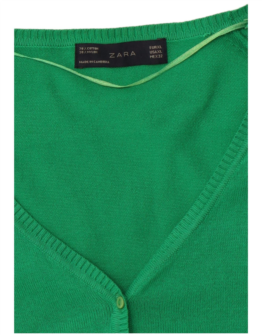 Pulover cardigan pentru femei ZARA UK 18 XL bumbac verde