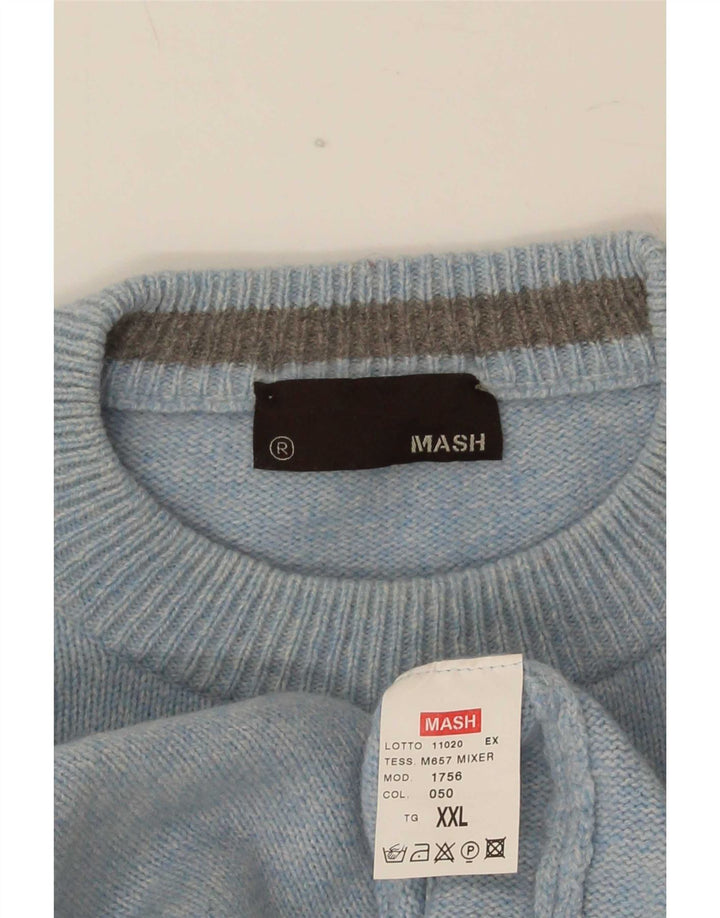 Pulover Mash pentru bărbați, cu gât crew, 2XL, lână albastră