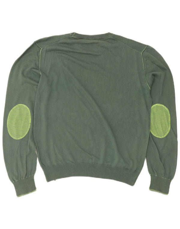 Pulover vintage pentru femei cu gât turnut, UK 18 XL, bumbac verde