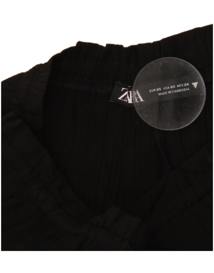 Pantaloni largi pentru femei cu talie înaltă ZARA UK 4 XS W24 L11 Negri