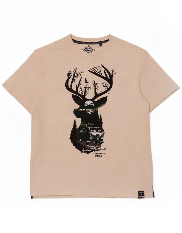 Tricou grafic pentru bărbați Fat Face Top mare din bumbac cu pete alb