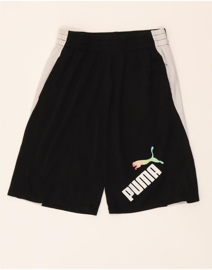 Pantaloni scurți sport Puma pentru băieți 14-15 ani, mari, negru, poliester color bloc