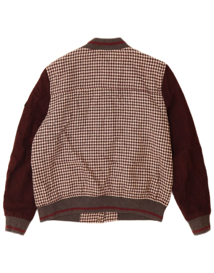 Jachetă pentru femei Zara Varsity UK 14 Maro Mediu Houndstooth Acrylic