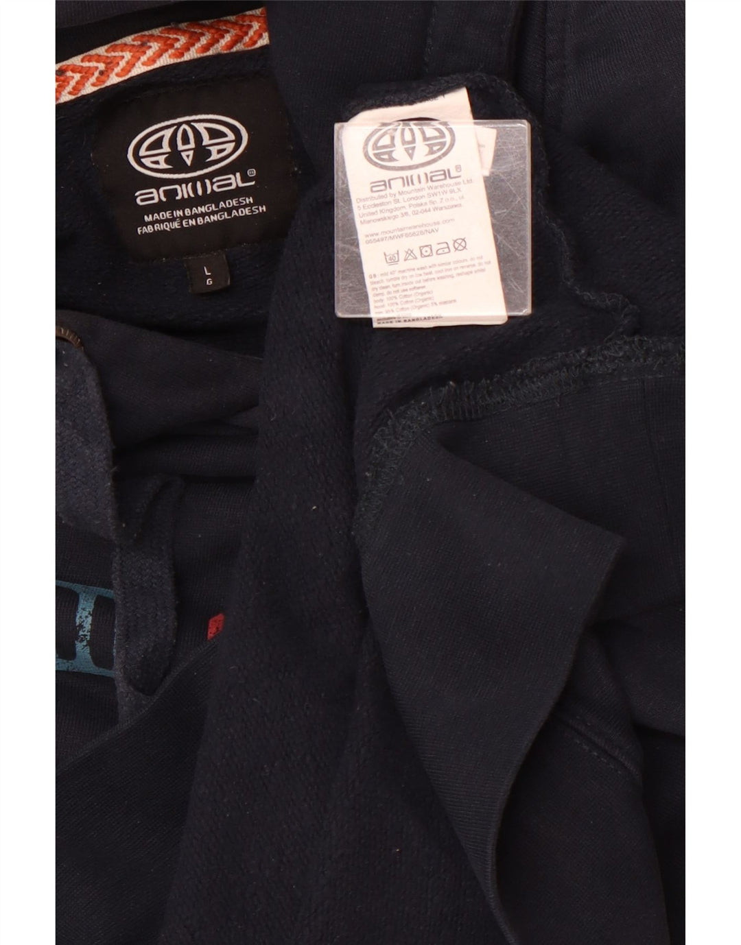 ANIMAL Pulover cu glugă cu grafică pentru bărbați, mare, albastru, bumbac