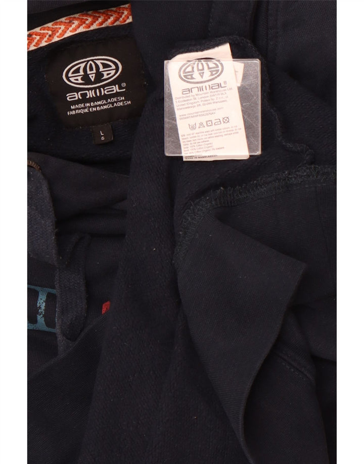 ANIMAL Pulover cu glugă cu grafică pentru bărbați, mare, albastru, bumbac