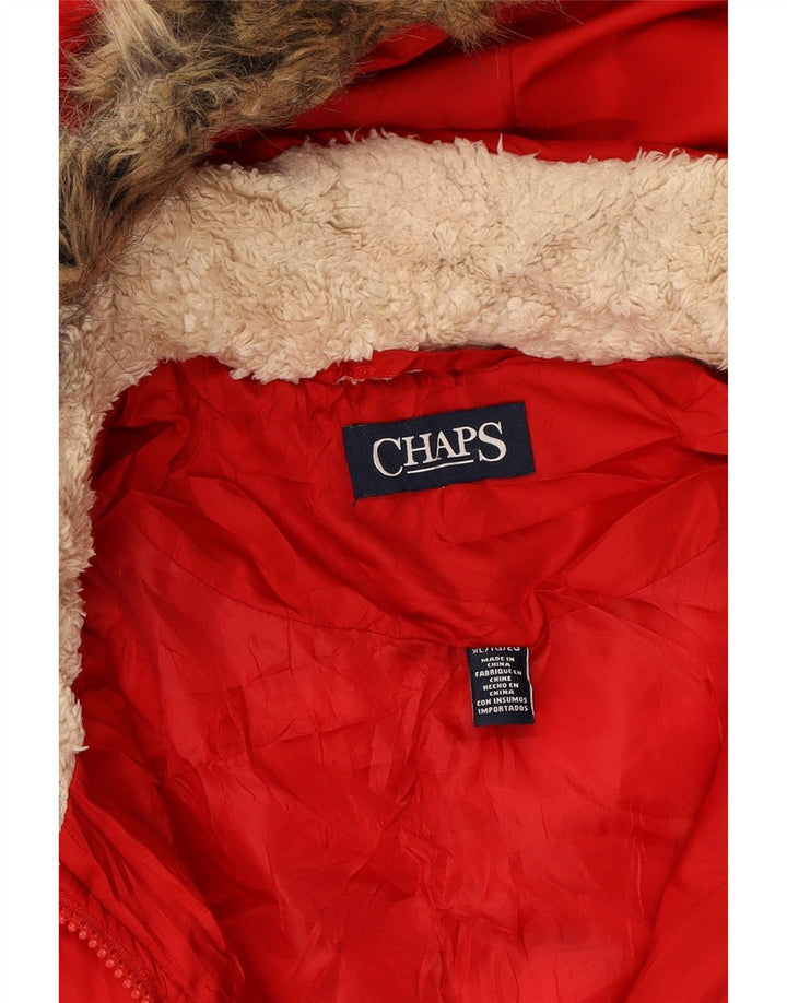 CHAPS Womens Hooded Padded Jacket UK 18 XL Red Polyester Vintage Chaps and Second-Hand Chaps from Messina Hembry 