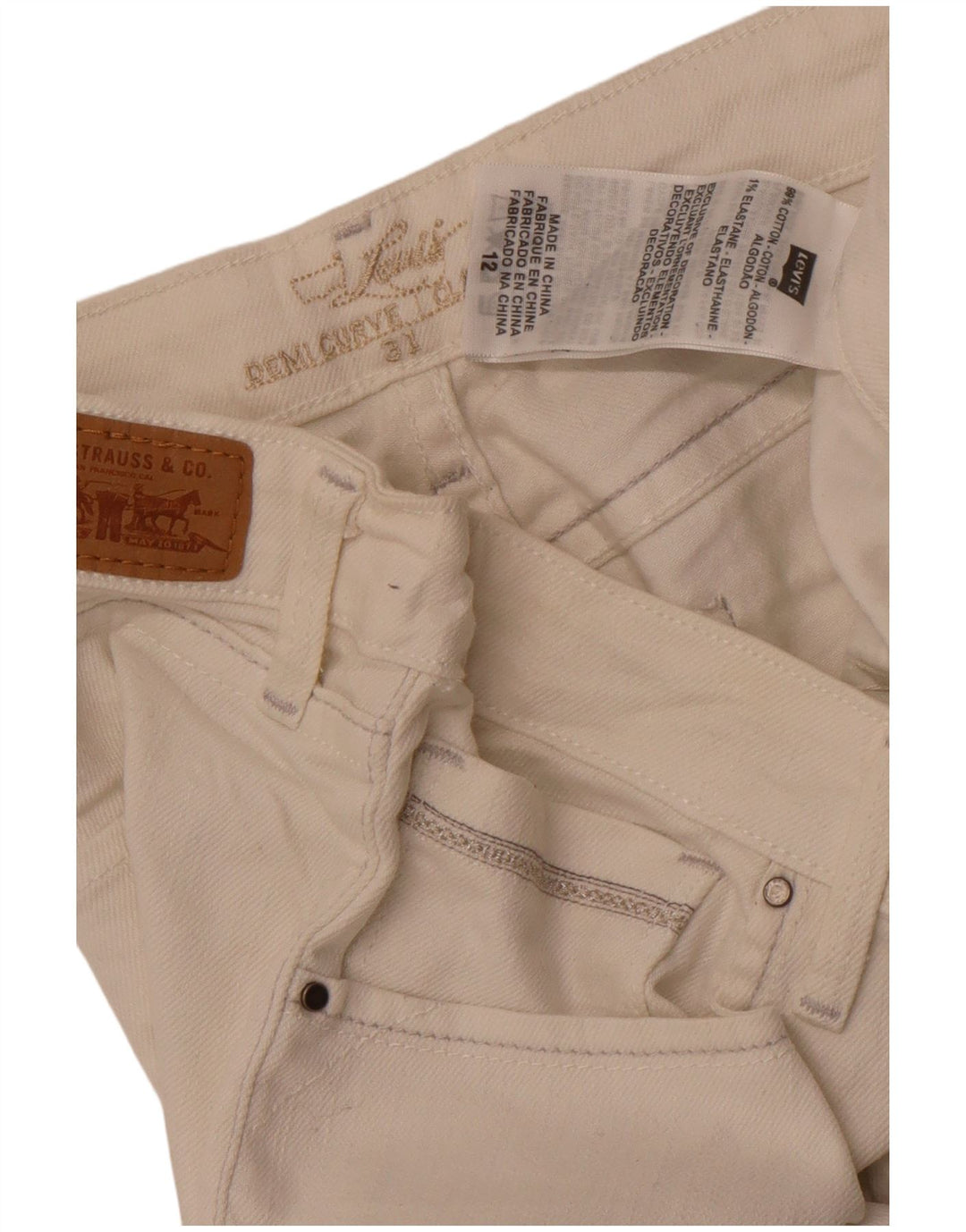 Blugi Capri pentru femei Levi's US 12 Large W32 L22 Bumbac alb