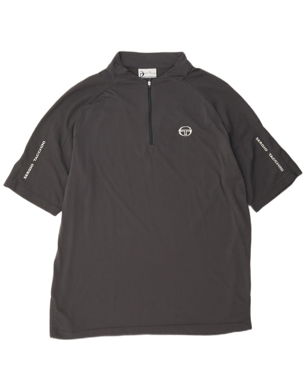 Sergio Tacchini Tricou cu fermoar pentru bărbați Top XL gri