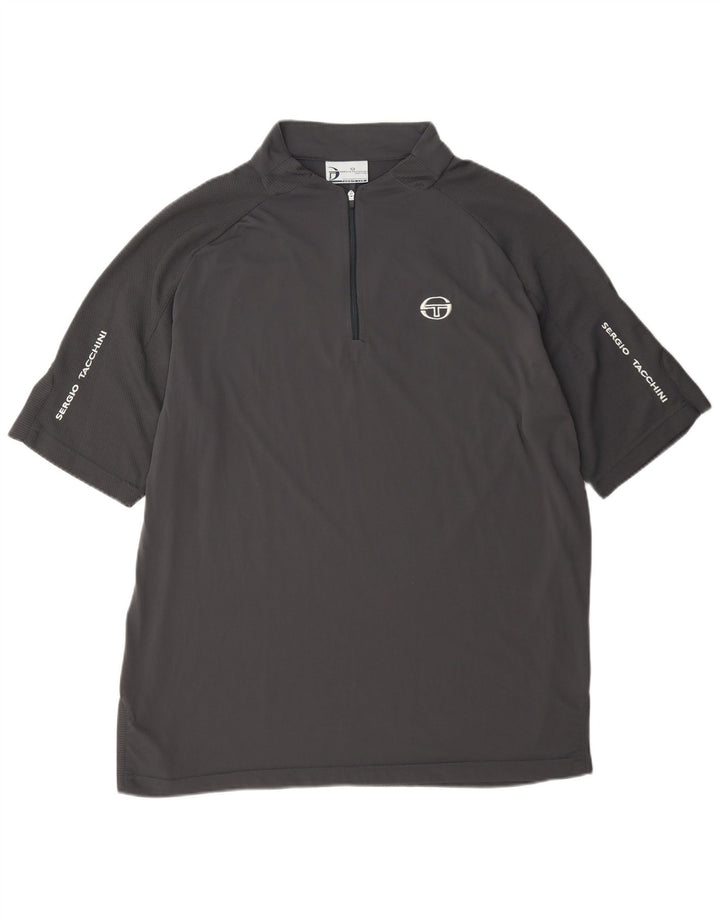 Sergio Tacchini Tricou cu fermoar pentru bărbați Top XL gri