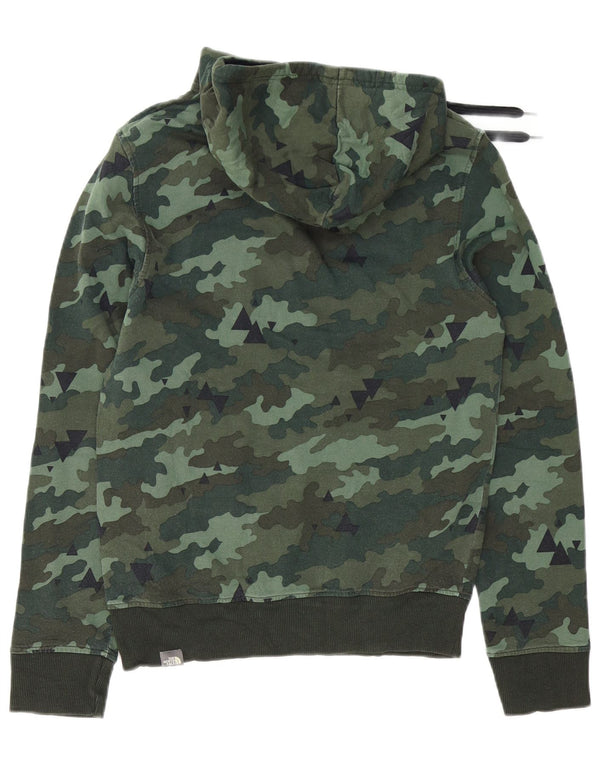 The North Face Mens Graphic Hoodie Pulover XS Green Camouflage Cotton