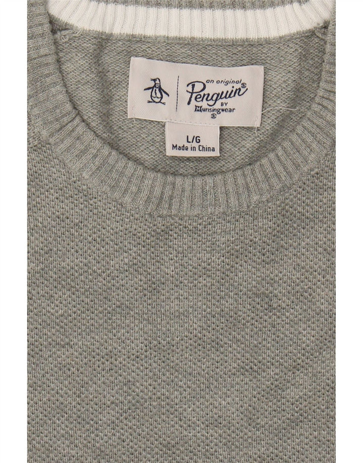 PENGUIN Mens Crew Neck Jumper Sweater Large Grey Cotton Vintage Penguin and Second-Hand Penguin from Messina Hembry 