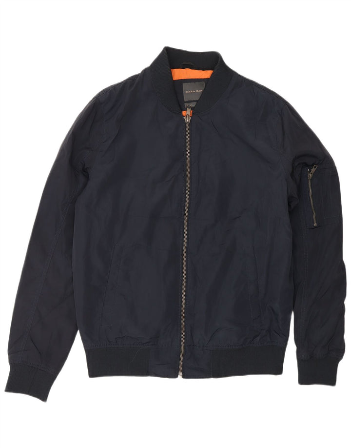 Bomber pentru bărbați ZARA UK 40 mare, albastru, poliester