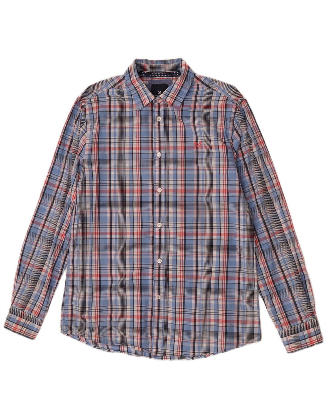 Crew Clothing Cămașă clasică pentru bărbați, bumbac cu carouri mici, albastre